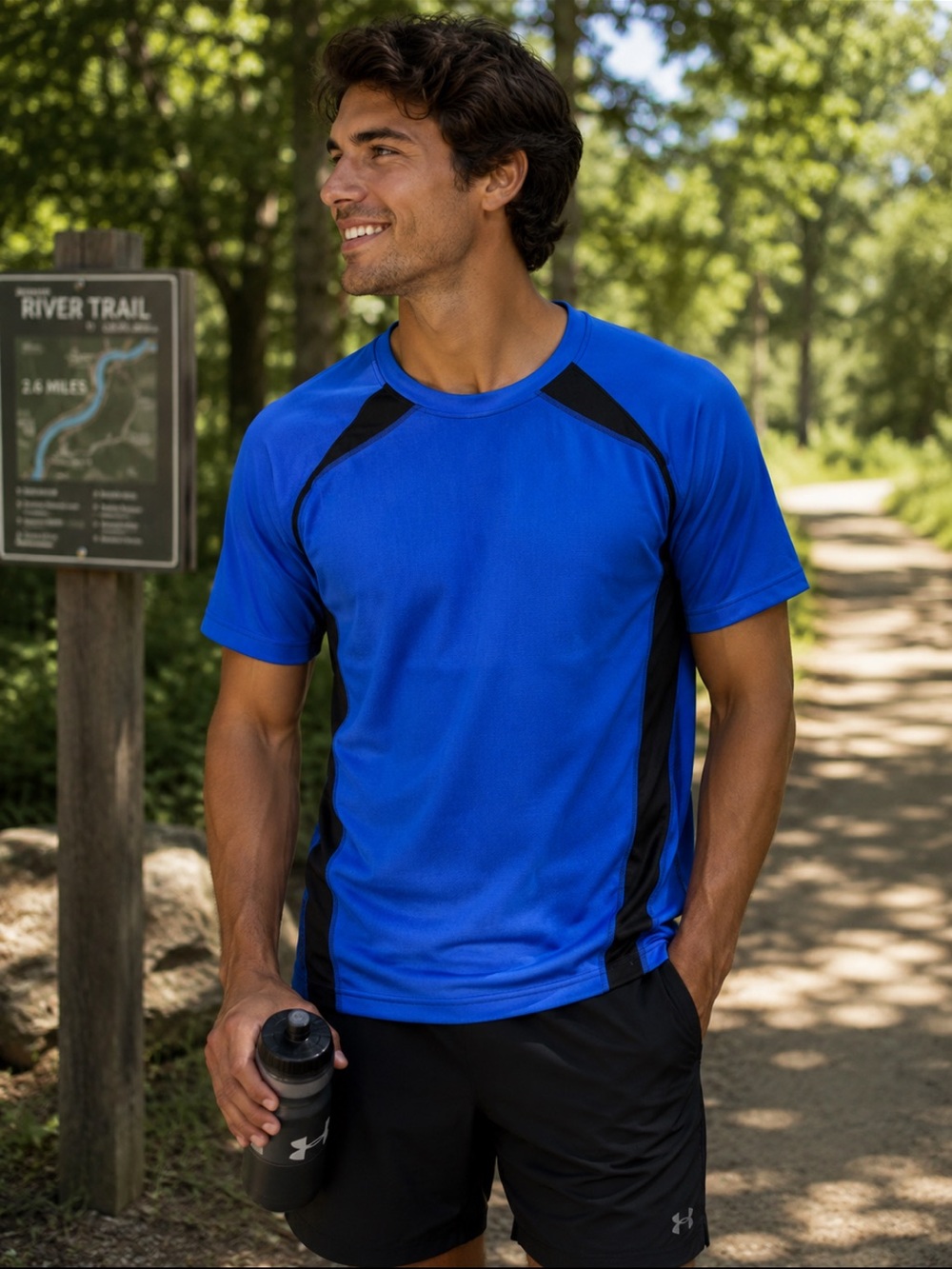 Fila Blue and Black Short Sleeve Athletic Tee
